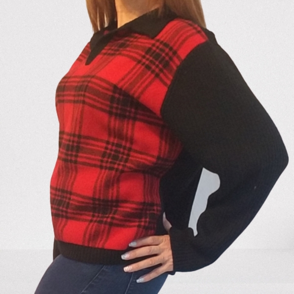 Pendleton Vintage Red Buffalo Plaid Wool Sweater - Picture 5 of 16